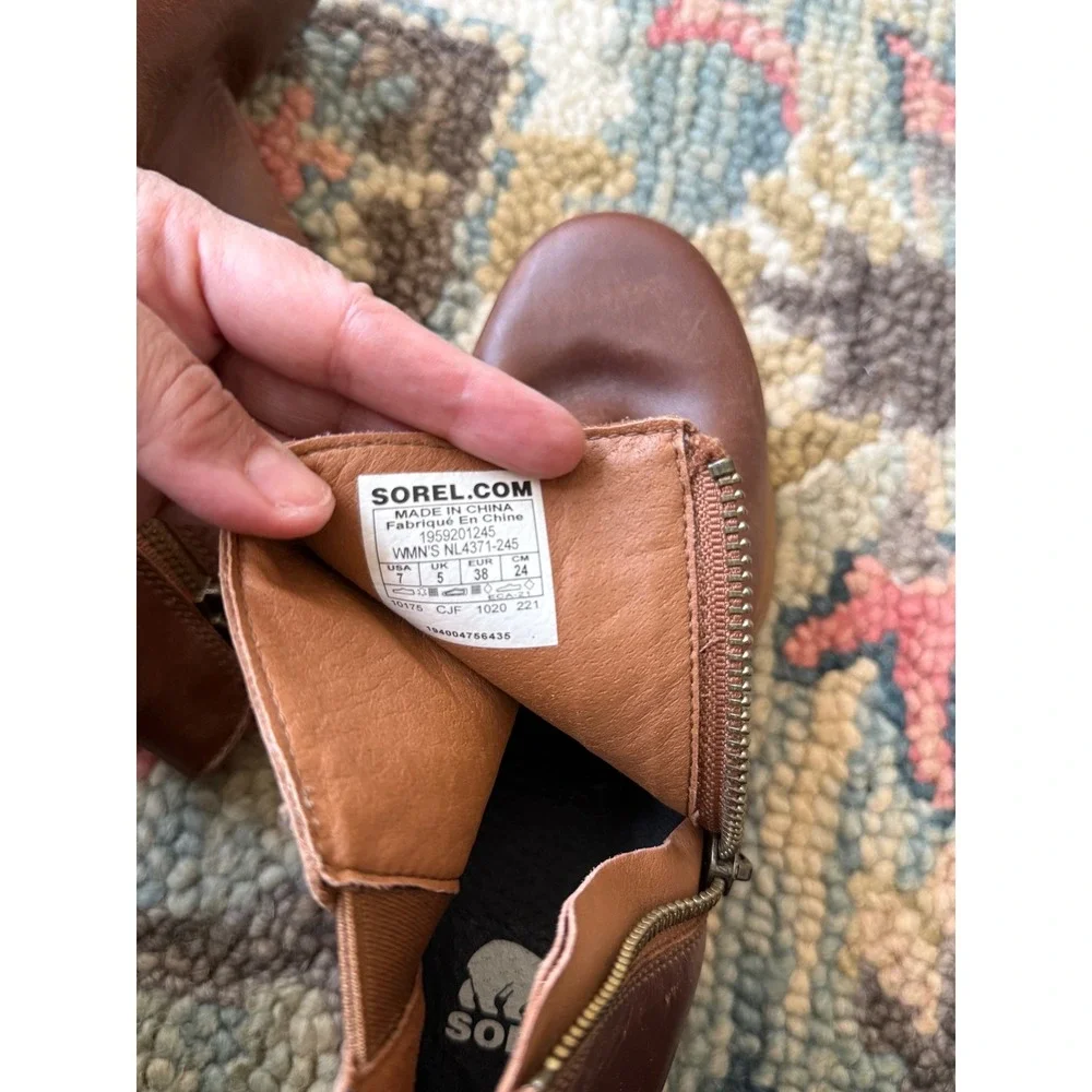 Sorel Joan of Arctic Wedge III Zip Waterproof Leather Boots 7 Hazelnut NWOB